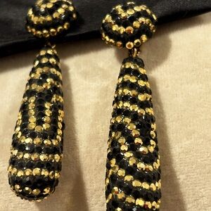 Vintage Bellini Gold/Black Runway Glitz Crystal Teardrop - New Designer